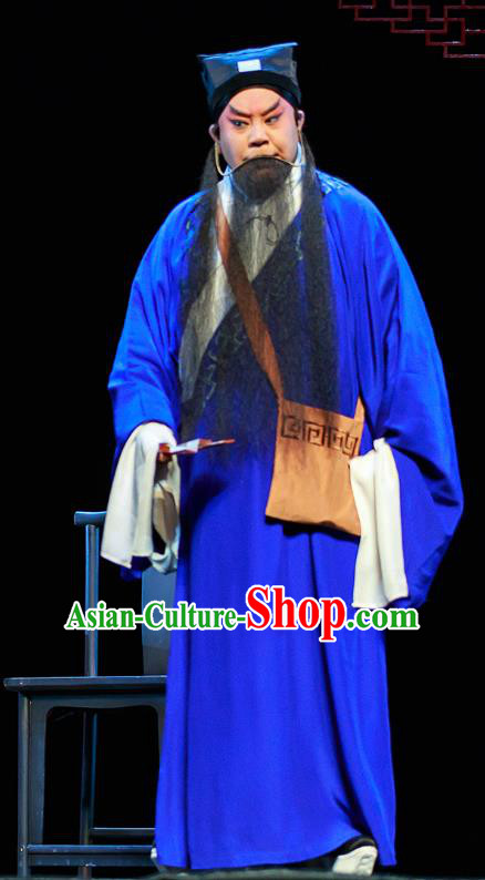 Xi Jiao Chinese Peking Opera Laosheng Garment Costumes and Headwear Beijing Opera Elderly Male Apparels Song Jiang Clothing