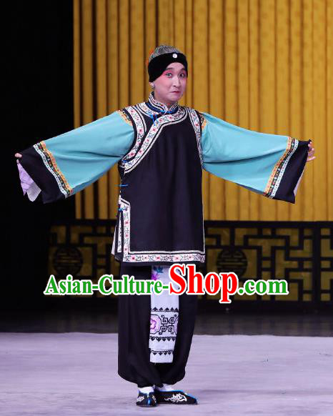 Chinese Beijing Opera Pantaloon Apparels Pu Qiu Mountain Costumes and Headdress Traditional Peking Opera Elderly Female Dress Dame Garment