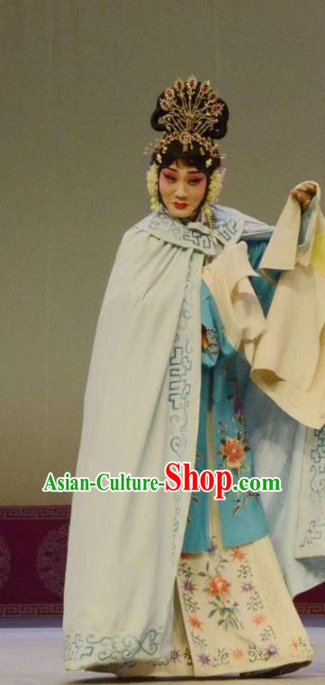 Chinese Beijing Opera Hua Tan Garment Shen Ting Ling Costumes and Hair Accessories Traditional Peking Opera Diva Dress Actress Apparels