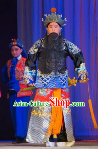Legend of Xu Mu Chinese Peking Opera Elderly Male Liu Bei Apparels Costumes and Headpieces Beijing Opera Emperor Garment Lord Clothing