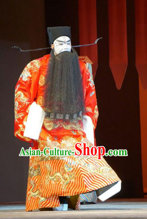 Legend of Xu Mu Chinese Peking Opera Jing Role Apparels Costumes and Headpieces Beijing Opera Prime Minister Garment Official Cao Cao Clothing