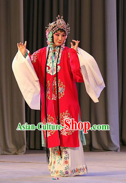 Chinese Beijing Opera Diva Garment Jin Yunu Costumes and Hair Accessories Traditional Peking Opera Young Female Dress Hua Tan Red Apparels