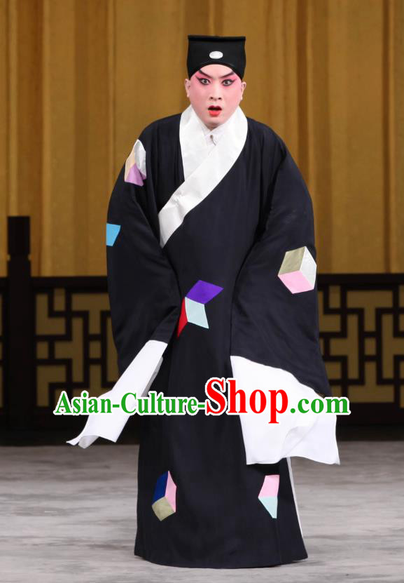 Jin Yunu Chinese Peking Opera Poor Scholar Mo Ji Apparels Costumes and Headpieces Beijing Opera Xiaosheng Garment Young Male Beggar Clothing