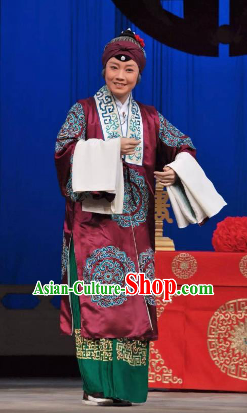 Chinese Beijing Opera Rich Dame Garment Costumes and Hair Accessories The Jade Hairpin Traditional Peking Opera Elderly Female Dress Pantaloon Apparels