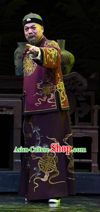 Jin E Chinese Ping Opera Qing Dynasty Landlord Garment Costumes and Headwear Pingju Opera Elderly Man Apparels Clothing