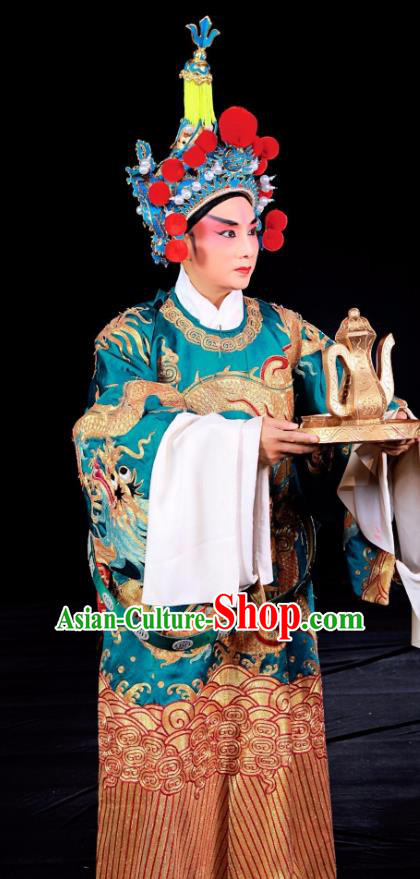 Tai Hou Gai Jia Chinese Sichuan Opera Young Male Apparels Costumes and Headpieces Peking Opera Eunuch Garment Clothing