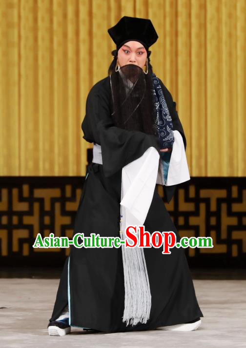 Yi Peng Xue Chinese Peking Opera Elderly Servant Mo Cheng Apparels Costumes and Headpieces Beijing Opera Laosheng Garment Old Man Clothing