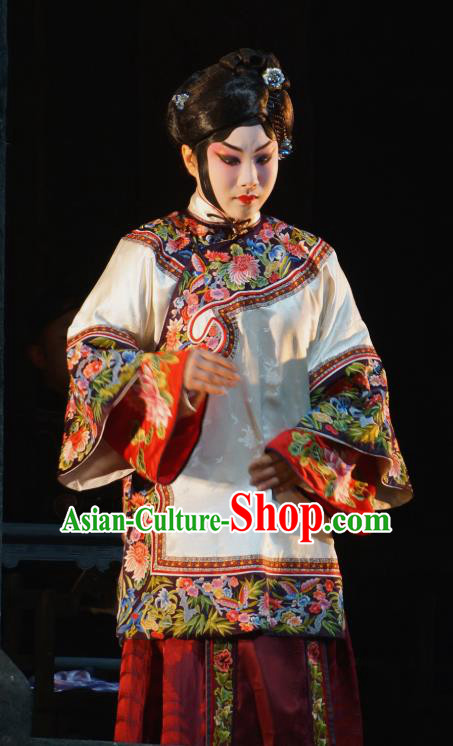 Chinese Beijing Opera Young Female Garment Costumes and Hair Accessories Traditional Peking Opera The Golden Cangue Rich Mistress Dress Apparels