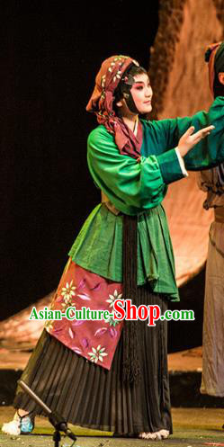 Chinese Sichuan Opera Village Girl Costumes and Hair Accessories Hui Lan Ji Traditional Peking Opera Country Woman Dress Xiaodan Apparels