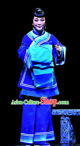 Chinese Ping Opera Elderly Female Apparels Costumes and Headpieces Jin E Traditional Pingju Opera Foster Woman Dress Garment