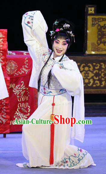 Chinese Sichuan Opera Actress Garment Costumes and Hair Accessories Sheng Si Pai Traditional Peking Opera Diva Dress Hua Tan Huang Qiuping Apparels