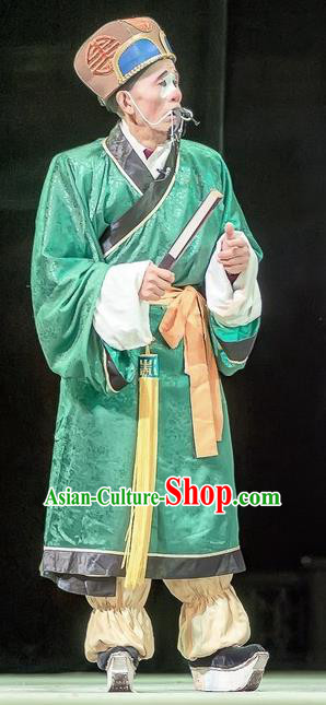 Bao En Ji Chinese Sichuan Opera Clown Apparels Costumes and Headpieces Peking Opera Chou Role Garment Steward Servant Clothing