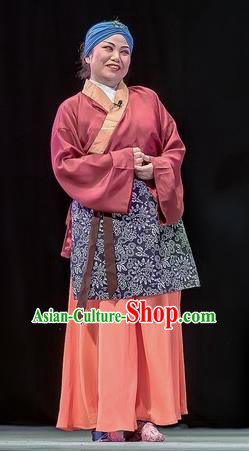Chinese Sichuan Opera Elderly Woman Garment Costumes and Hair Accessories Bao En Ji Traditional Peking Opera Old Female Servant Dress Apparels