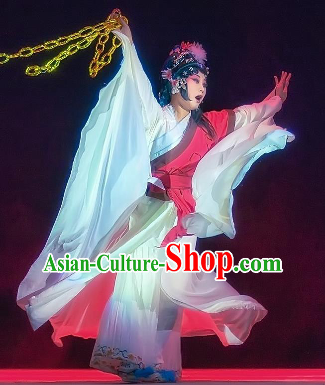 Chinese Sichuan Opera Distress Woman Garment Costumes and Hair Accessories Mother of Mu Lian Traditional Peking Opera Actress Dress Diva Liu Siniang Apparels