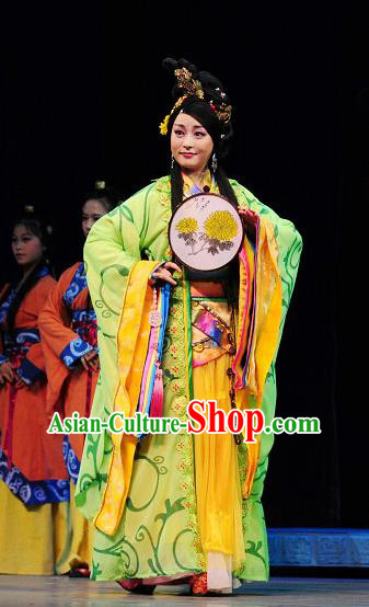 Chinese Sichuan Opera Consort Mei Niang Garment Costumes and Hair Accessories Xi Zhao Qi Shan Traditional Peking Opera Young Female Dress Hua Tan Apparels