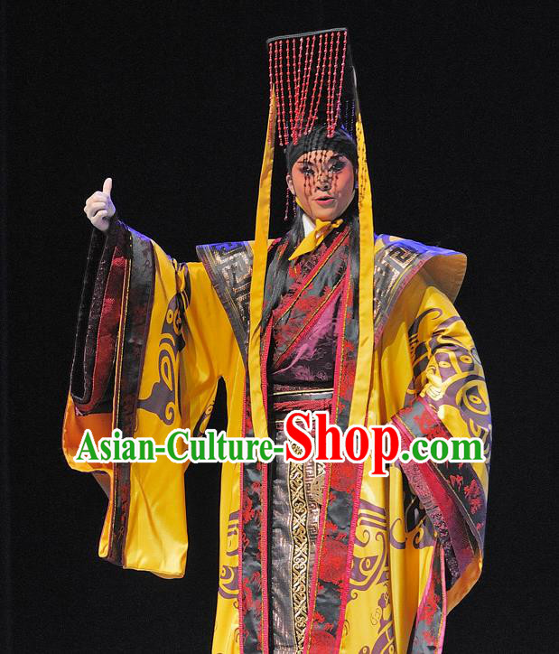 Xi Zhao Qi Shan Chinese Sichuan Opera Emperor Apparels Costumes and Headpieces Peking Opera Young Male Garment Xiaosheng Clothing