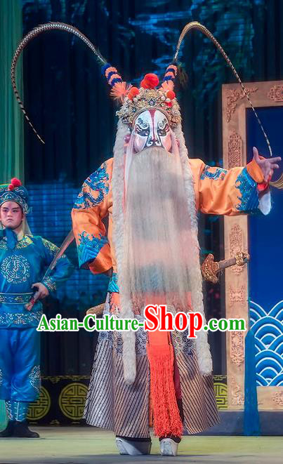 Da Hong Tai Chinese Sichuan Opera Martial Male Apparels Costumes and Headpieces Peking Opera Wusheng Garment Bandit Xiao Fang Clothing