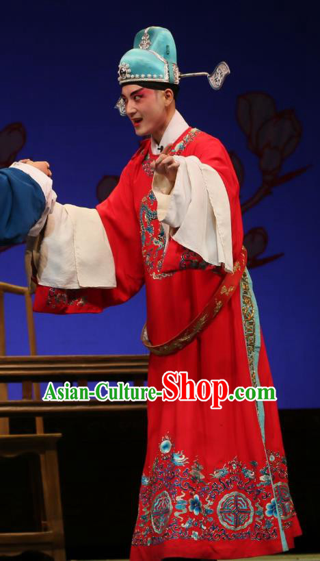 He Zhu Pei Chinese Sichuan Opera Number One Scholar Zhao Peng Apparels Costumes and Headpieces Peking Opera Young Male Garment Niche Clothing