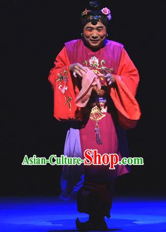 Chinese Beijing Opera Elderly Woman Apparels Costumes and Headpieces Traditional Peking Opera Love Bell Tower Old Dan Dress Garment
