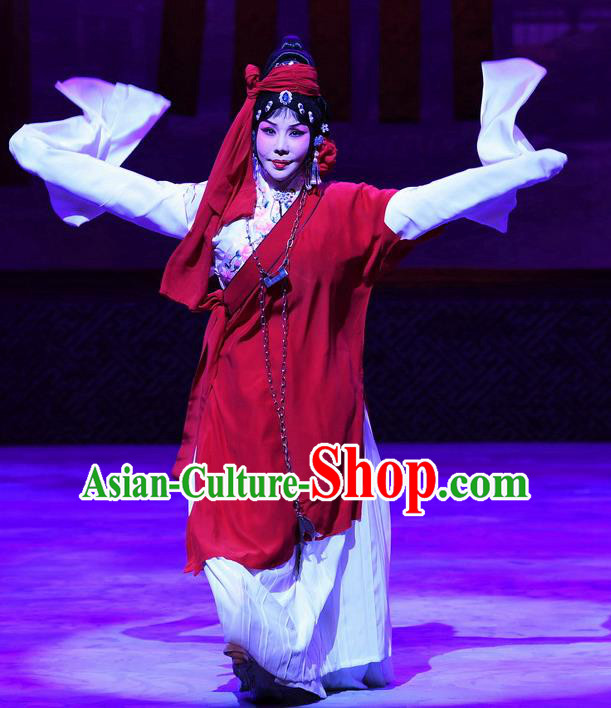 Chinese Beijing Opera Female Prisoner Apparels Costumes and Headpieces Traditional Peking Opera Young Female Dress Diva Zhu Lianxiu Garment