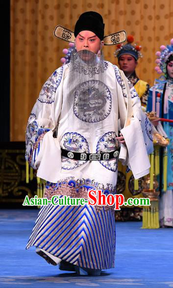 Da Bao Guo Er Jin Gong Chinese Peking Opera Official Yang Bo Garment Costumes and Headwear Beijing Opera Laosheng Minister Apparels Clothing