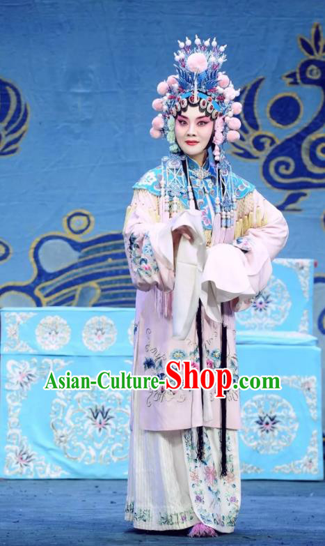 Chinese Beijing Opera Actress Hua Tan Apparels Costumes and Headdress Sacrifice Zhao Shi Gu Er Traditional Peking Opera Diva Dress Garment