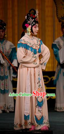 Chinese Beijing Opera Court Maid Apparels Costumes and Headpieces Tai Zhen Wai Zhuan Traditional Peking Opera Young Lady Pink Dress Garment