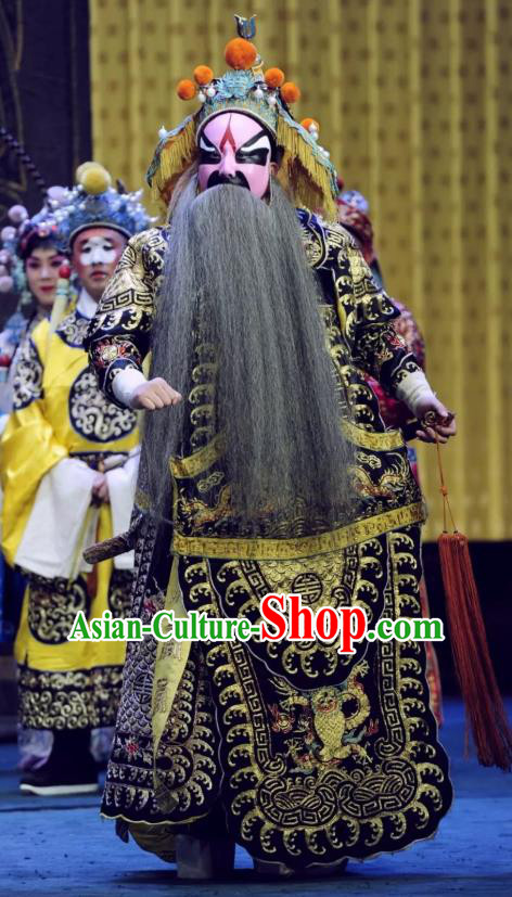 Sacrifice Zhao Shi Gu Er Chinese Peking Opera Laosheng Garment Costumes and Headwear Beijing Opera General Wei Jiang Kao Armor Apparels Clothing