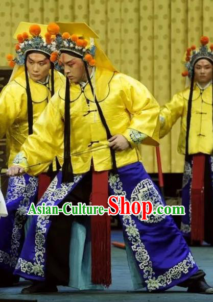 Sacrifice Zhao Shi Gu Er Chinese Peking Opera Wusheng Garment Costumes and Headwear Beijing Opera Martial Male Cheng Ying Apparels Bodyguard Clothing