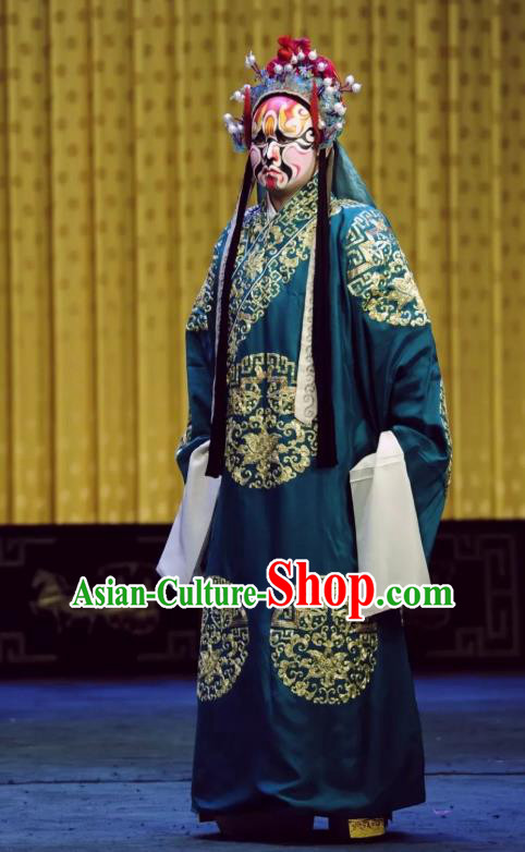 Sacrifice Zhao Shi Gu Er Chinese Peking Opera Martial Male Garment Costumes and Headwear Beijing Opera Apparels Wusheng Clothing