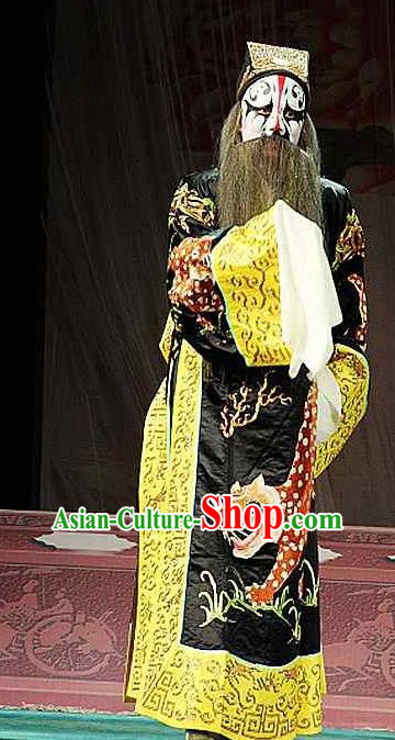 Sacrifice Zhao Shi Gu Er Chinese Peking Opera Lord Garment Costumes and Headwear Beijing Opera Laosheng Apparels King Clothing