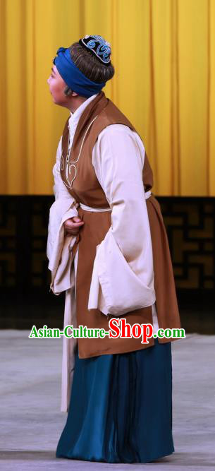 Chinese Beijing Opera Elderly Female Servant Apparels Costumes and Headpieces Chun Qiu Pei Traditional Peking Opera Dame Dress Garment