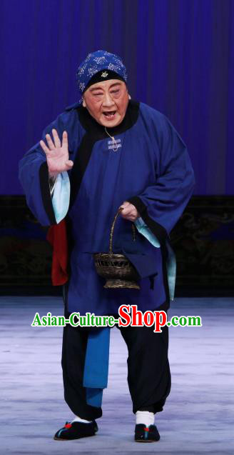 Chinese Beijing Opera Old Woman Apparels Costumes and Headdress The Unicorn Purse Traditional Peking Opera Elderly Female Dress Garment