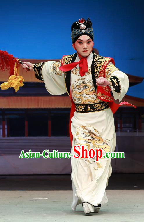 Zhen Guan Flourishing Age Chinese Peking Opera Xiaosheng Garment Costumes and Headwear Beijing Opera Emperor Li Shimin Apparels Young Male Clothing