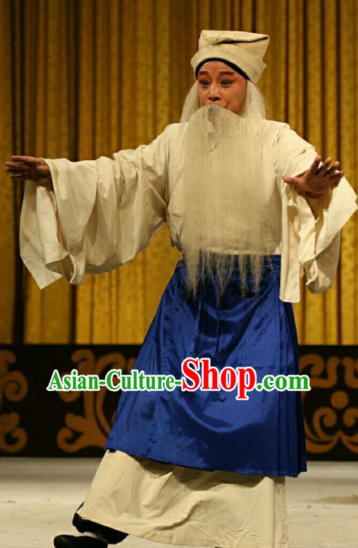 Qing Shi Mountain Chinese Peking Opera Elderly Male Garment Costumes and Headwear Beijing Opera Old Servant Apparels Clothing