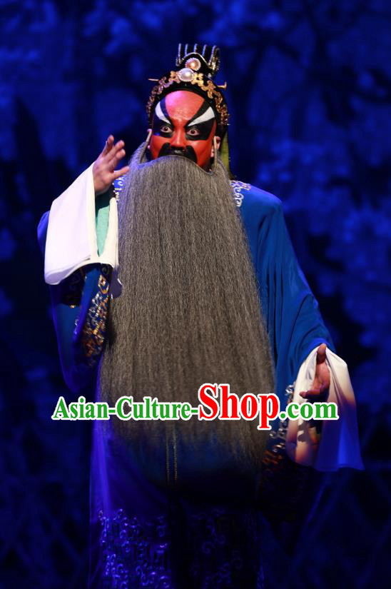 Zhen Guan Flourishing Age Chinese Peking Opera Elderly Male Garment Costumes and Headwear Beijing Opera Chancellor Wei Zheng Clothing Official Apparels