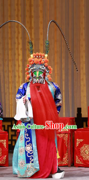 The Mirror of Fortune Chinese Peking Opera Robber Jin Yanbao Garment Costumes and Headwear Beijing Opera Martial Male Apparels Clothing