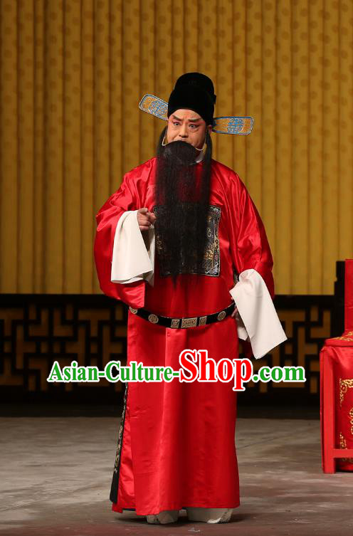 A Honey Trap Chinese Peking Opera Minister Garment Costumes and Headwear Beijing Opera Elderly Official Apparels Clothing
