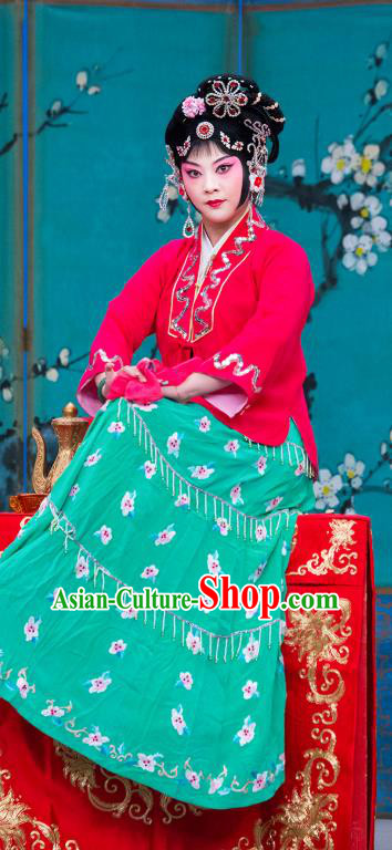 Chinese Beijing Opera Young Lady Apparels Costumes and Headdress You Sisters in the Red Chamber Traditional Peking Opera Actress You Sanjie Dress Garment