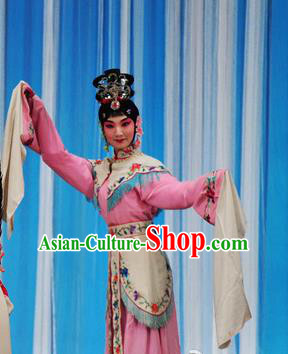 Chinese Beijing Opera Fairy Apparels Costumes and Headdress Hongqiao with the Pearl Traditional Peking Opera Xiaodan Young Lady Dress Garment