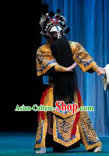 Luo Yang Gong Chinese Peking Opera General Yuchi Gong Garment Costumes and Headwear Beijing Opera Laosheng Apparels Martial Official Clothing