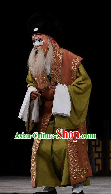 Wu Long Yuan Chinese Peking Opera Elderly Male Garment Costumes and Headwear Beijing Opera Chou Apparels Clown Clothing