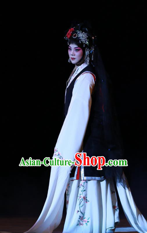 Chinese Beijing Opera Young Female Apparels Costumes and Headdress Wu Long Yuan Traditional Peking Opera Hua Tan Yan Xijiao Dress Actress Garment