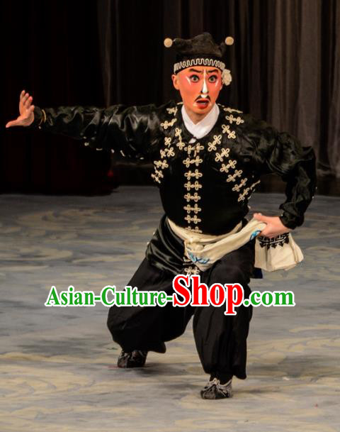 Stealing Silver Pot Chinese Peking Opera Takefu Black Garment Costumes and Headwear Beijing Opera Martial Male Qiu Xiaoyi Apparels Clothing