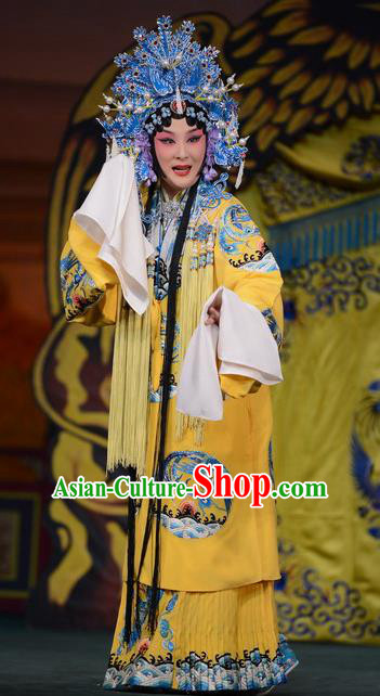 Chinese Beijing Opera Young Female Apparels Costumes and Headdress Imperial Concubine Mei Traditional Peking Opera Hua Tan Dress Court Lady Garment