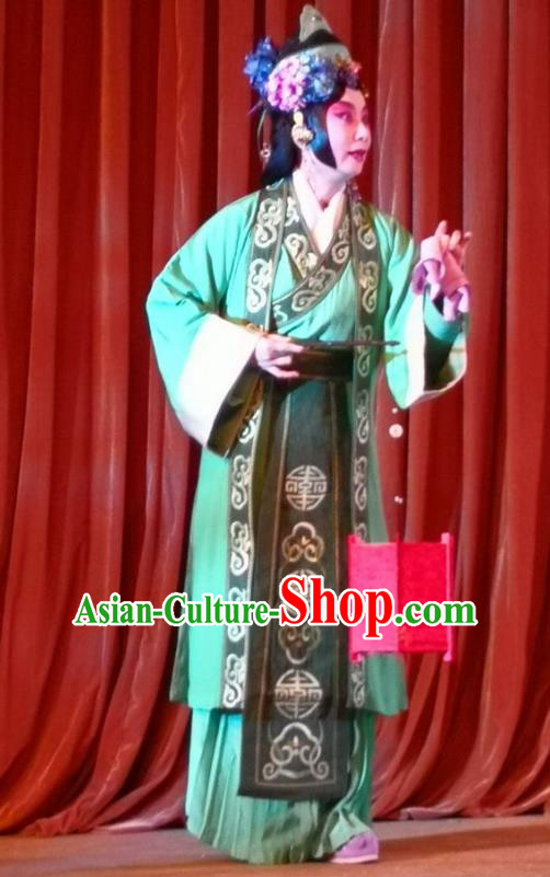 Chinese Beijing Opera Young Female Apparels Costumes and Headdress Qing Si Hen Traditional Peking Opera Country Woman Han Ruyu Dress Garment