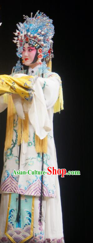Chinese Beijing Opera Court Lady Hua Tan Apparels Costumes and Headdress Imperial Concubine Mei Traditional Peking Opera Diva Noble Female Dress Garment
