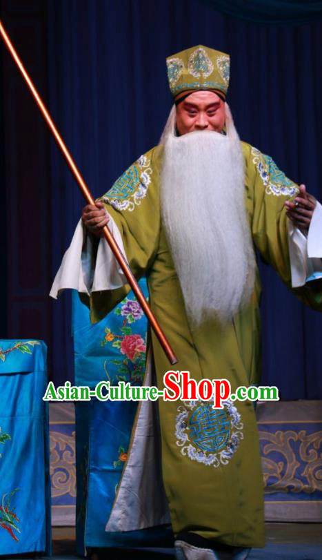 Xue Gang Fan Tang Chinese Bangzi Opera Elderly Man Apparels Costumes and Headpieces Traditional Shanxi Clapper Opera Laosheng Garment Xu Ce Clothing