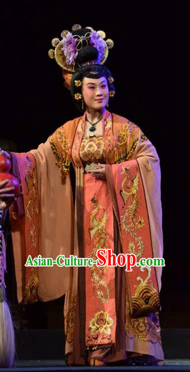 Chinese Jin Opera Queen Wang Garment Costumes and Headdress Madam Ruyi Traditional Shanxi Opera Noble Female Dress Empress Apparels