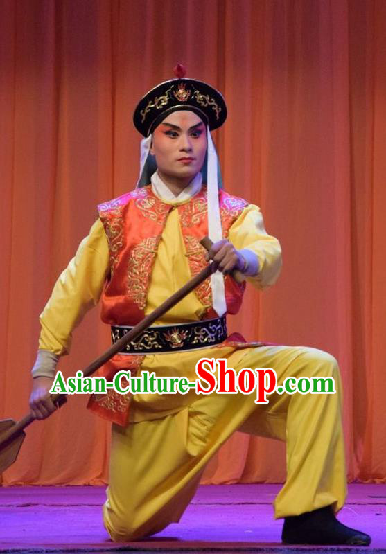 Han Yang Court Chinese Shanxi Opera Young Warrior Apparels Costumes and Headpieces Traditional Jin Opera Wusheng Garment Soldier Clothing
